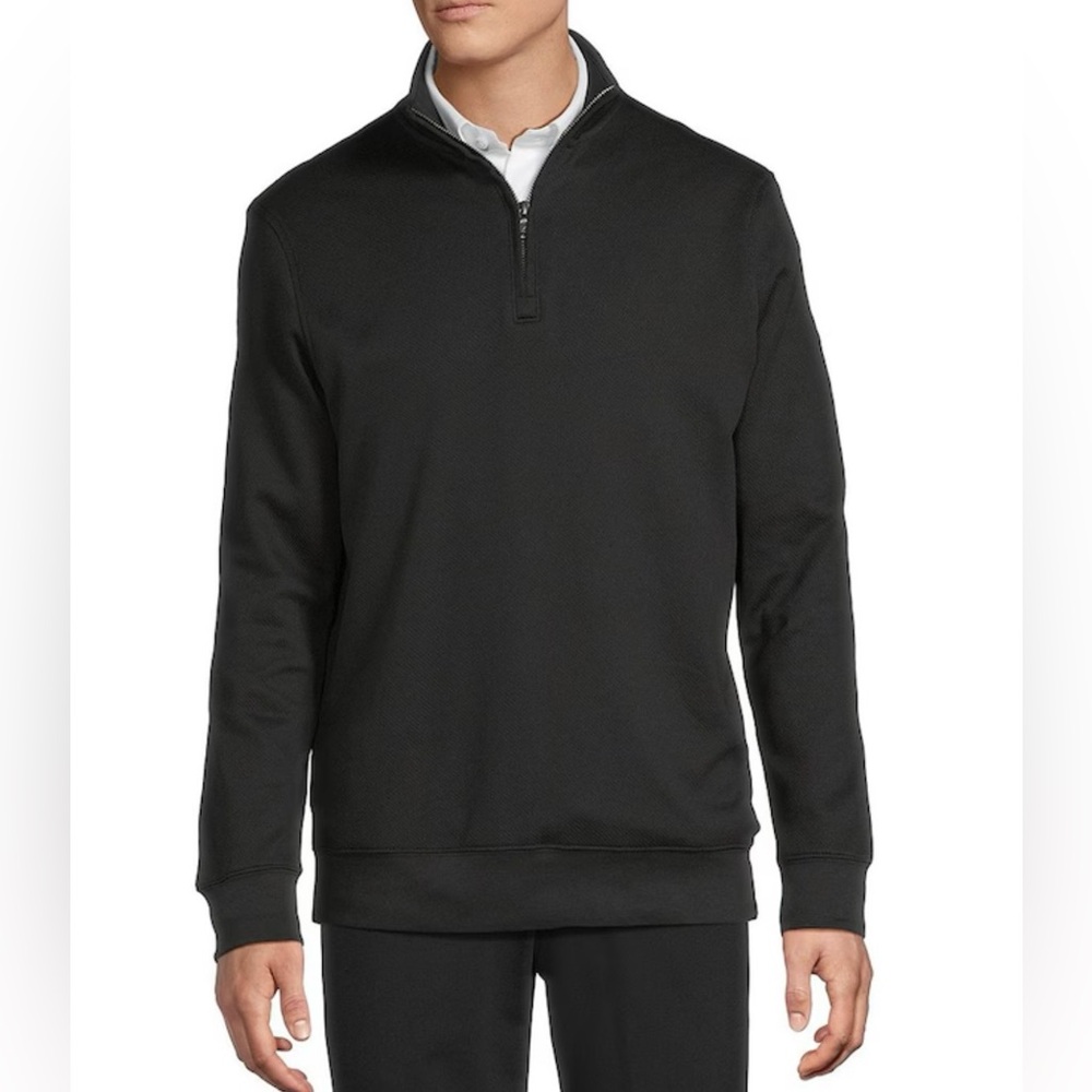 Cremieux Signature Label Quarter-Zip Pullover - Black. Size XL